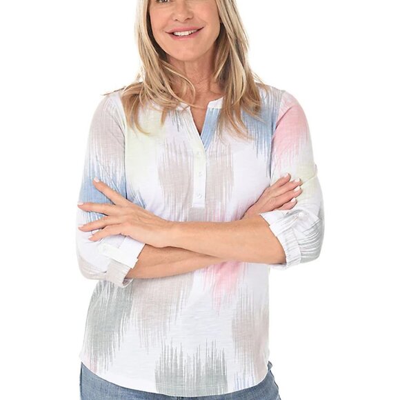 FDJ cozy soft jersey knit w/3 quarter sleeve pastel colours Sz L - XL Nearly New - Picture 1 of 13